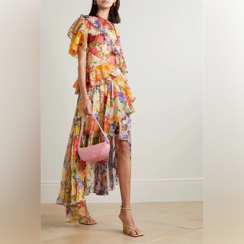 The Wonderland Flounce Dress in Spliced Floral.